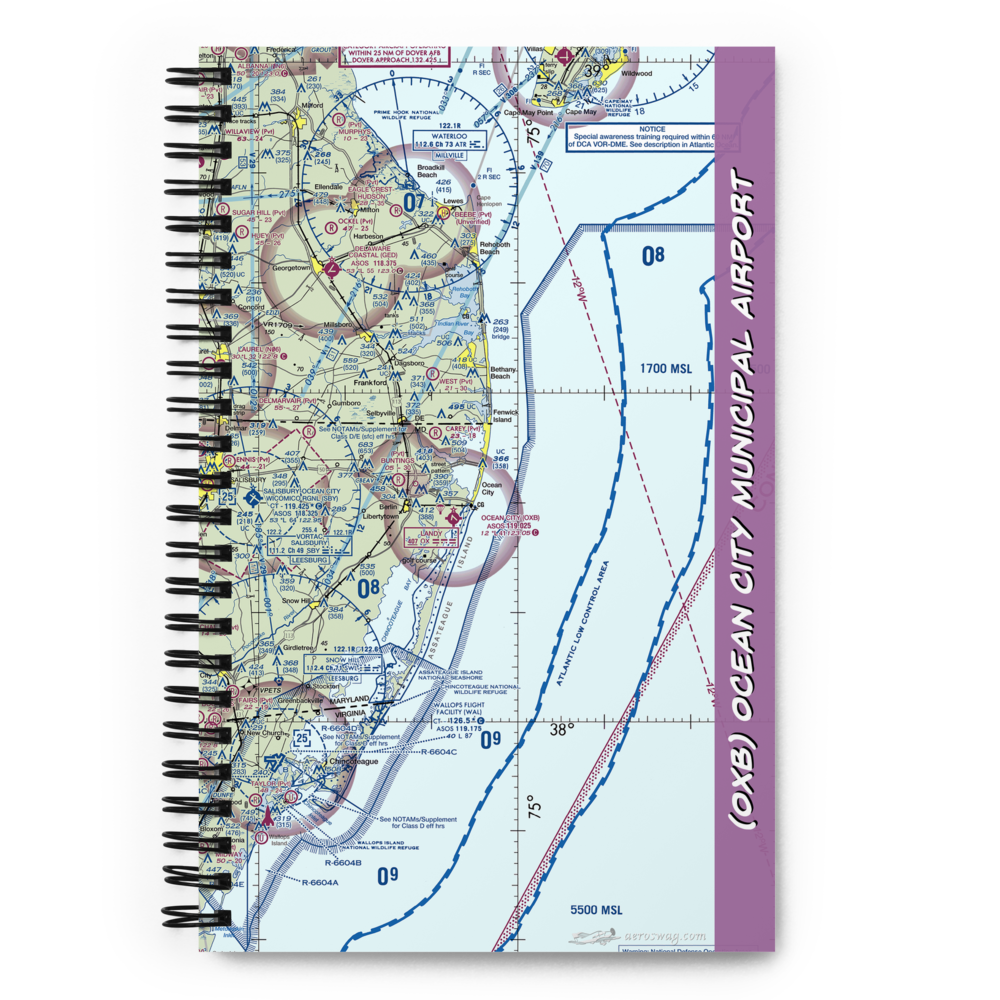 Ocean City Municipal Airport (OXB) VFR Sectional Notebook 