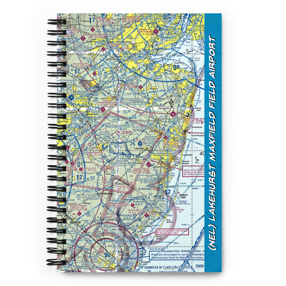 Lakehurst Maxfield Field Airport (NEL) VFR Sectional Notebook 