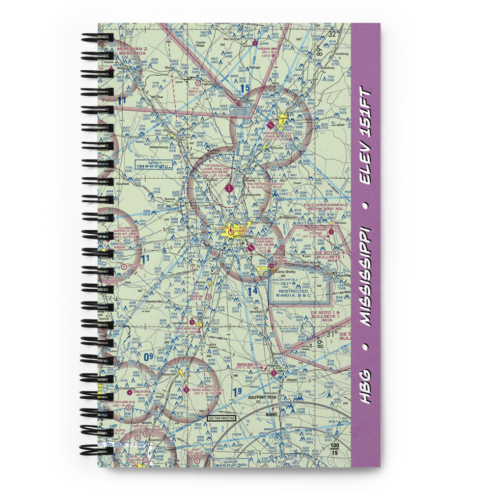 Hattiesburg Bobby L Chain Municipal Airport (HBG) VFR Sectional Notebook 