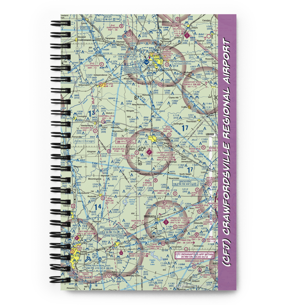 Crawfordsville Regional Airport (CFJ) VFR Sectional Notebook 