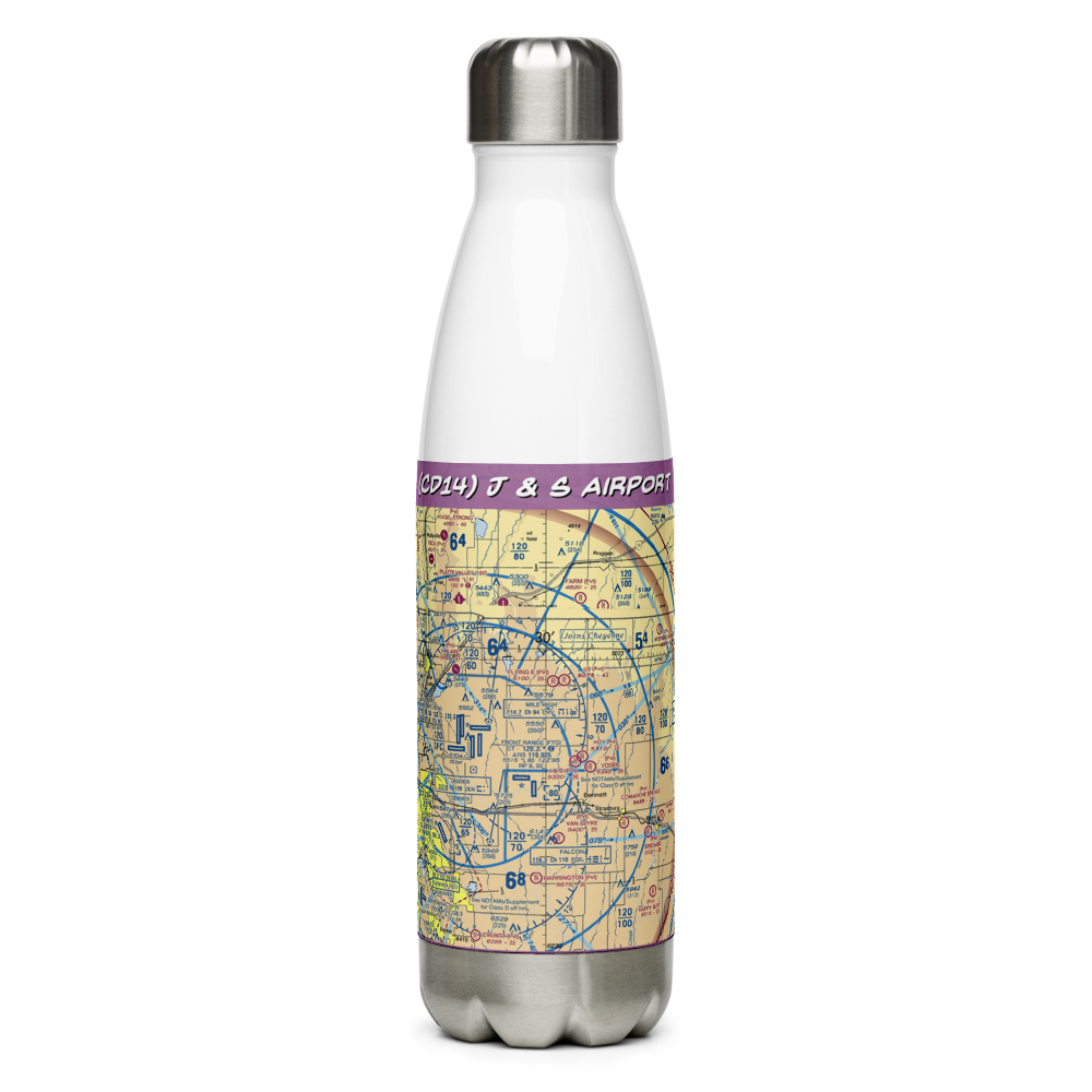 J & S Airport (CD14) VFR Sectional Water Bottle 