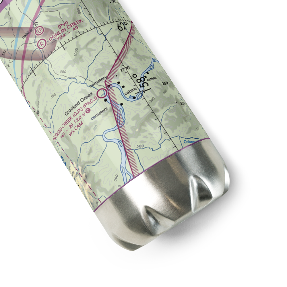 Crooked Creek Airport (CJX) VFR Sectional Water Bottle 
