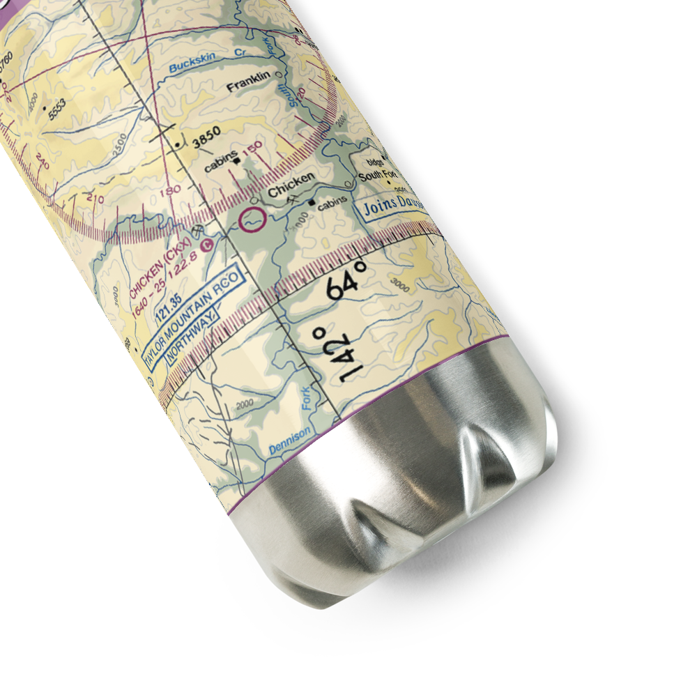 Chicken Airport (CKX) VFR Sectional Water Bottle 