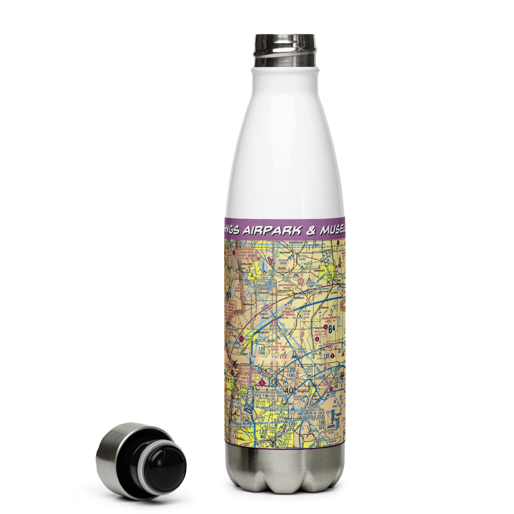 Wings N Things Airpark & Museum Airport (CO58) VFR Sectional Water Bottle 