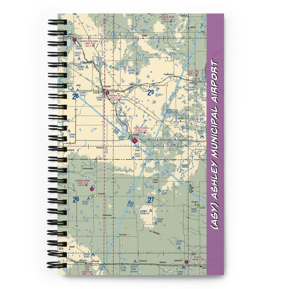 Ashley Municipal Airport (ASY) VFR Sectional Notebook 