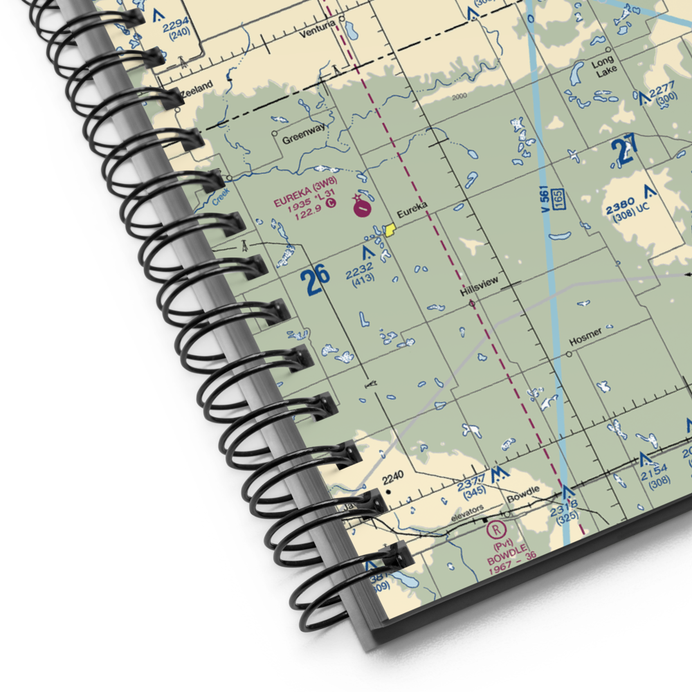 Ashley Municipal Airport (ASY) VFR Sectional Notebook 