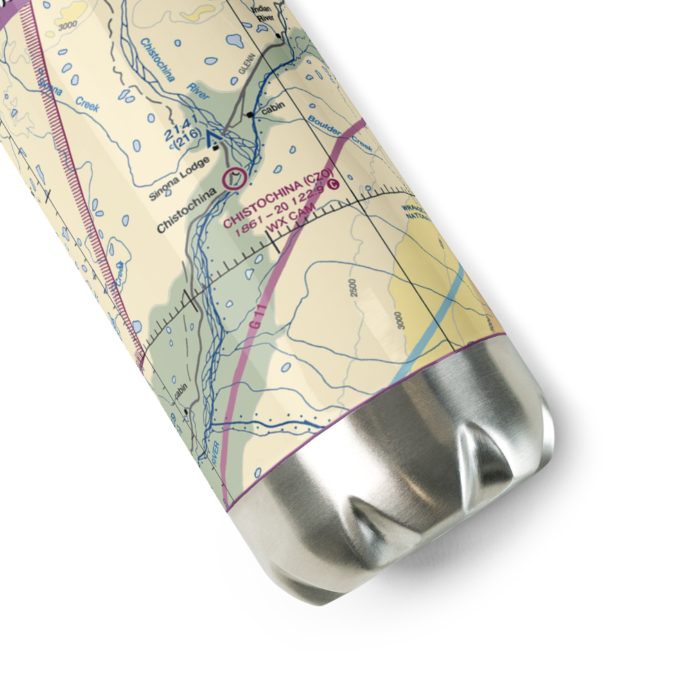 Chistochina Airport (CZO) VFR Sectional Water Bottle 