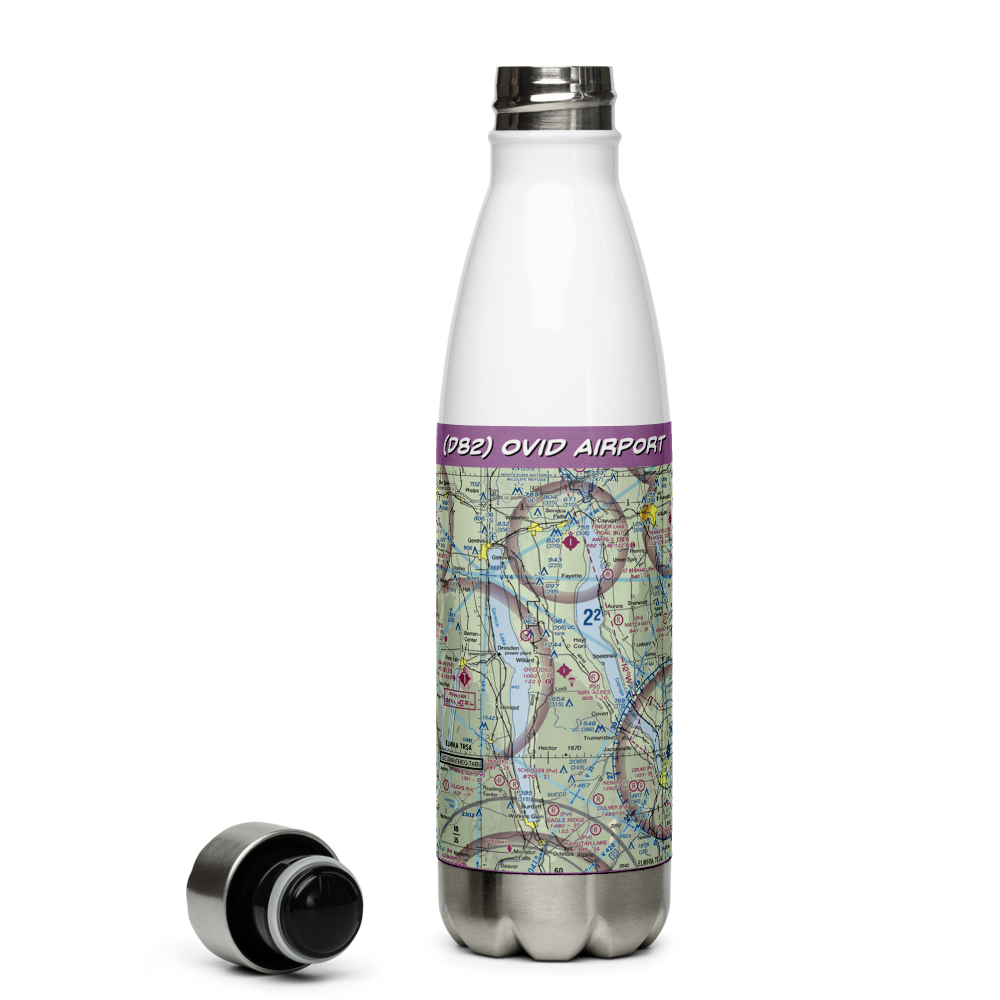 Ovid Airport (D82) VFR Sectional Water Bottle 