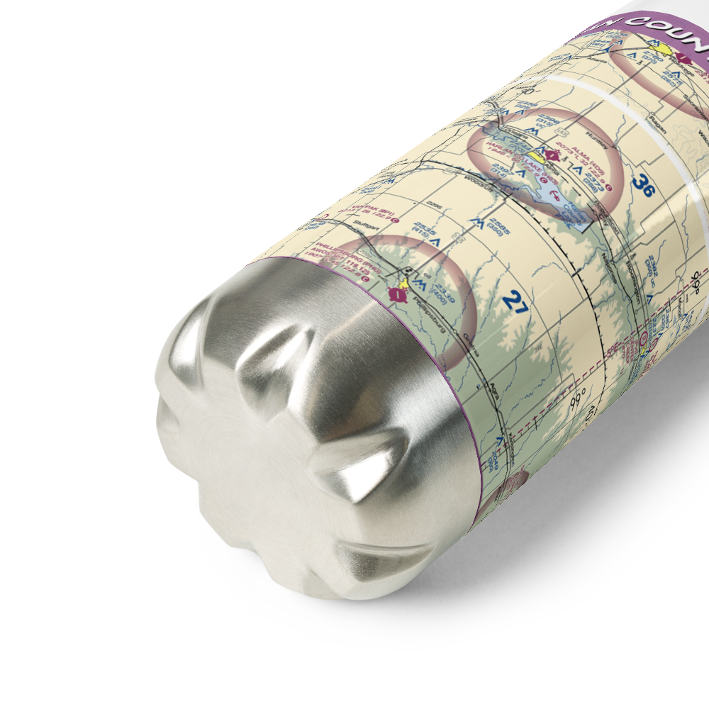 Harlan County Lake Seaplane Base (H63) VFR Sectional Water Bottle 