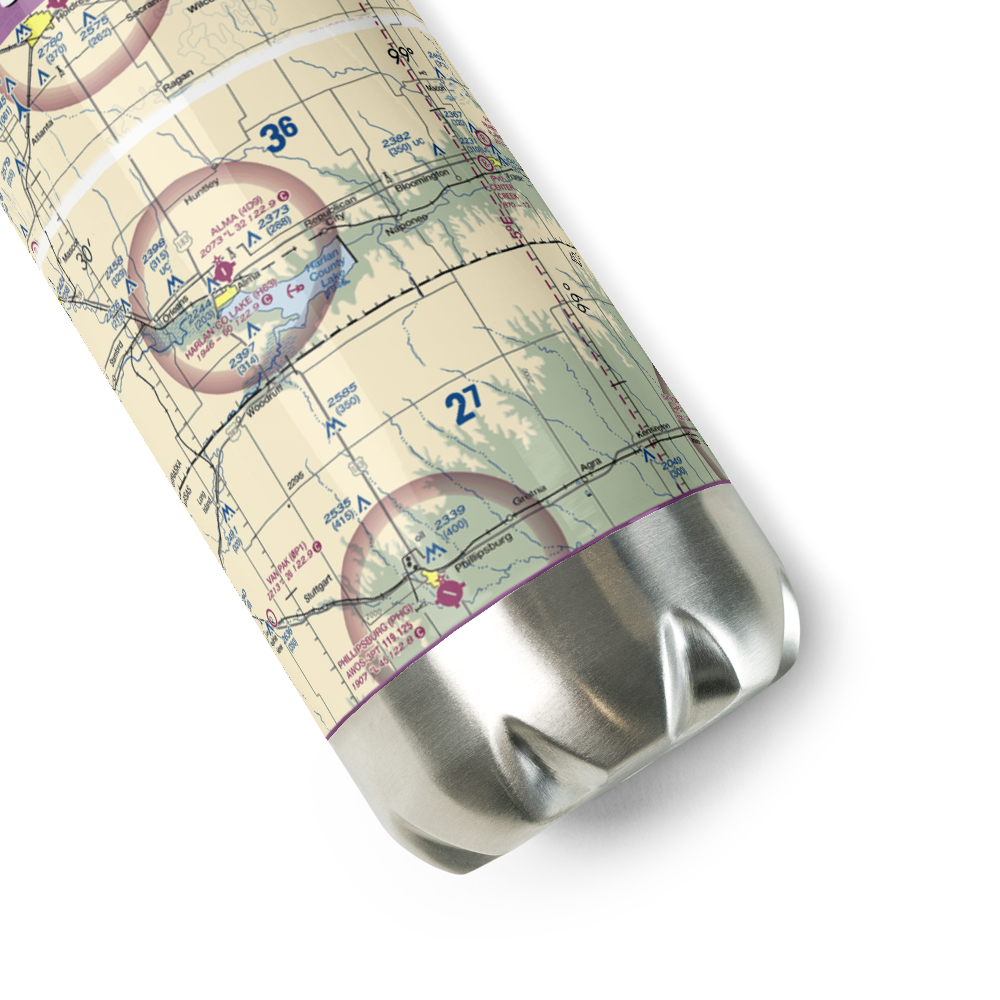 Harlan County Lake Seaplane Base (H63) VFR Sectional Water Bottle 