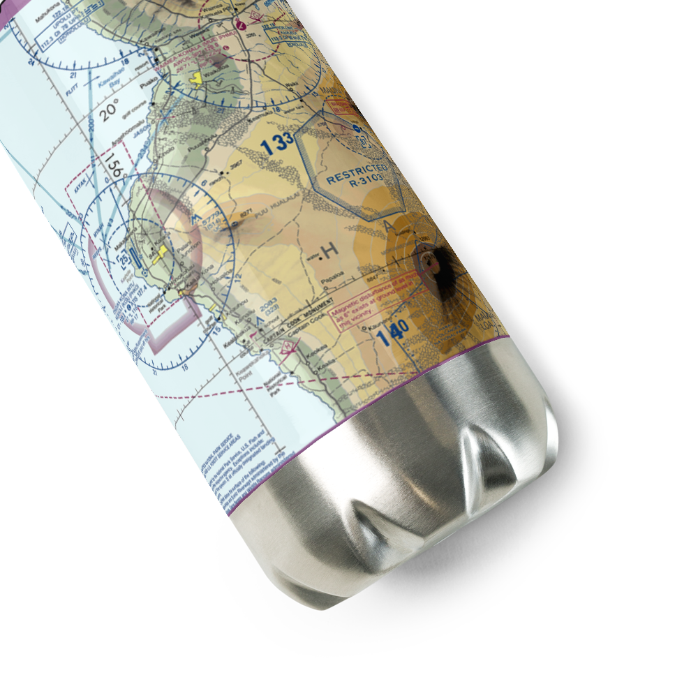 Puu Waa Waa Ranch Airport (HI13) VFR Sectional Water Bottle 