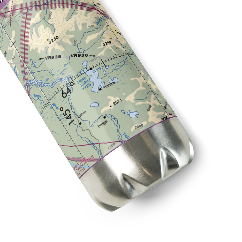 Healy Lake Airport (HKB) VFR Sectional Water Bottle 