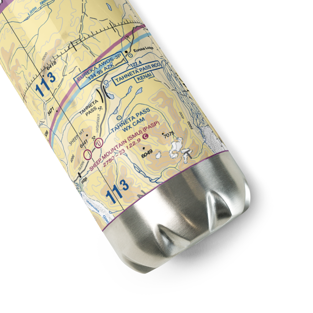 Tahneta Pass Airport (HNE) VFR Sectional Water Bottle 