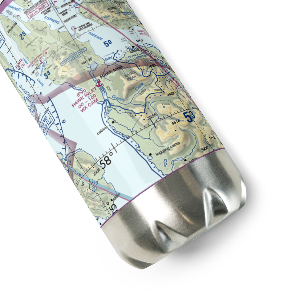 Hawk Inlet Seaplane Base (HWI) VFR Sectional Water Bottle 