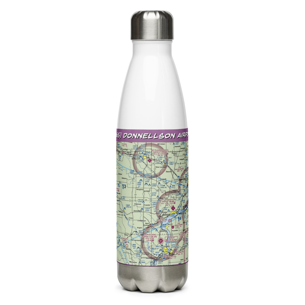 Donnellson Airport (IA65) VFR Sectional Water Bottle 
