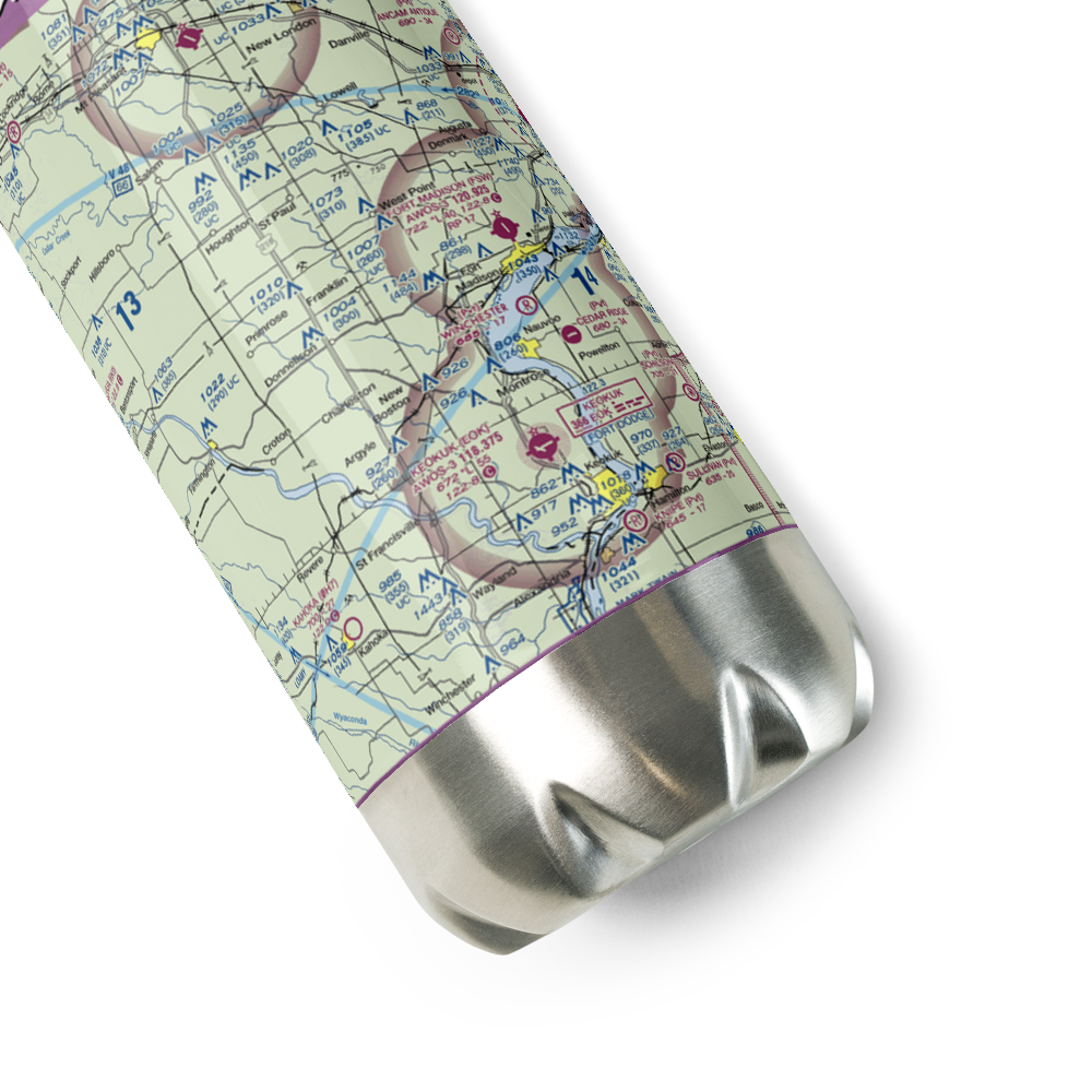 Donnellson Airport (IA65) VFR Sectional Water Bottle 