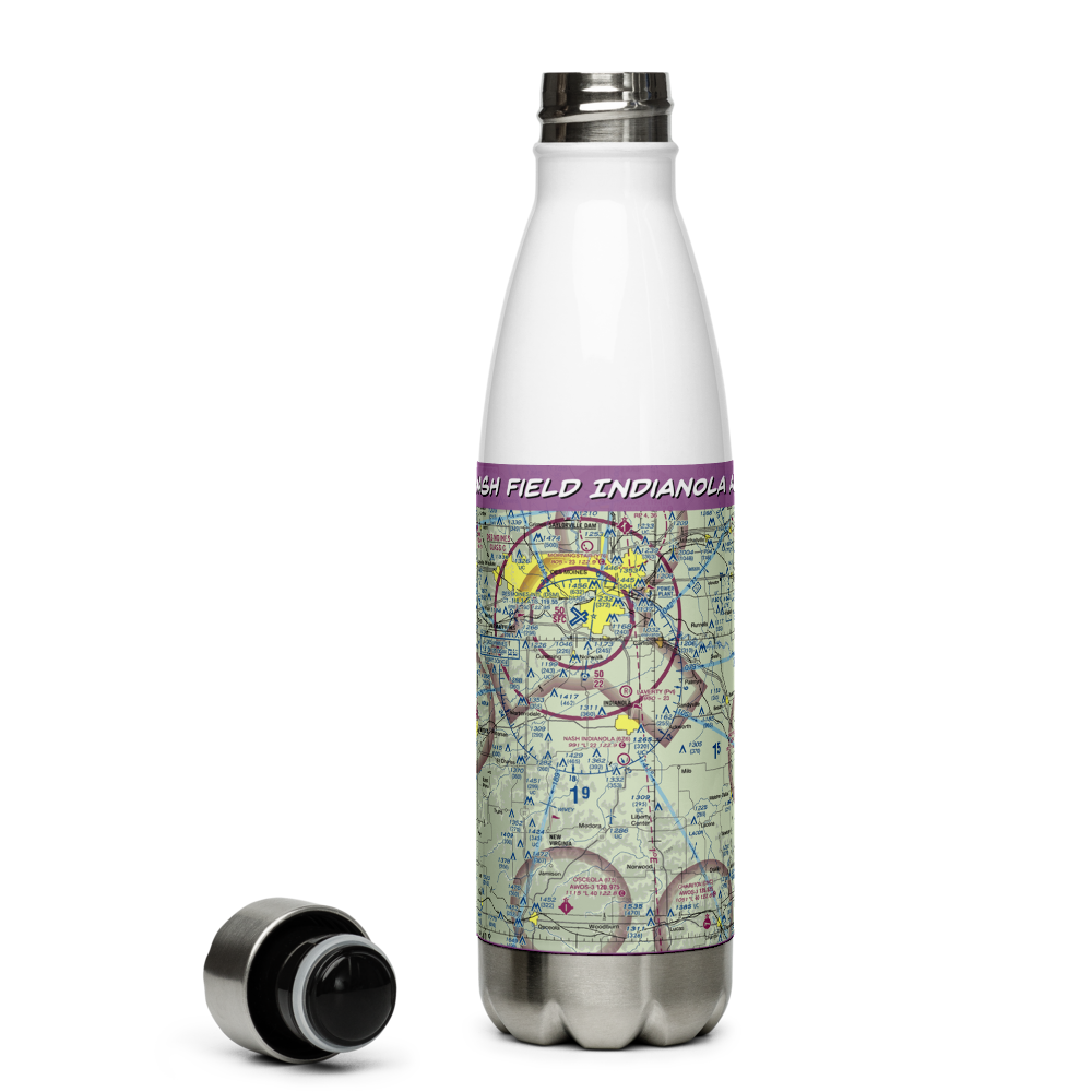 Nash Field Indianola Airport (6Z6) VFR Sectional Water Bottle 