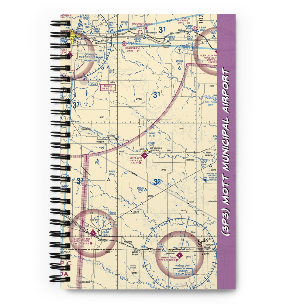 Mott Municipal Airport (3P3) VFR Sectional Notebook 