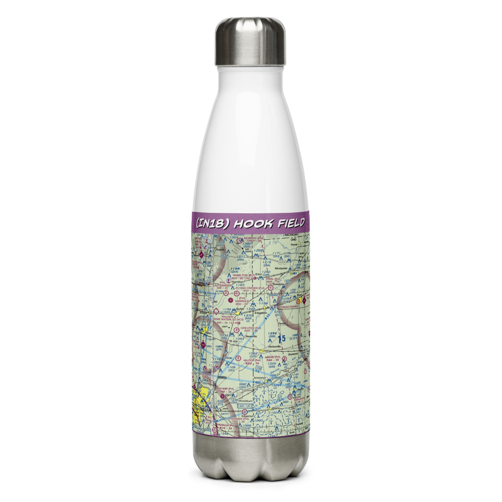 Hook Field (IN18) VFR Sectional Water Bottle 