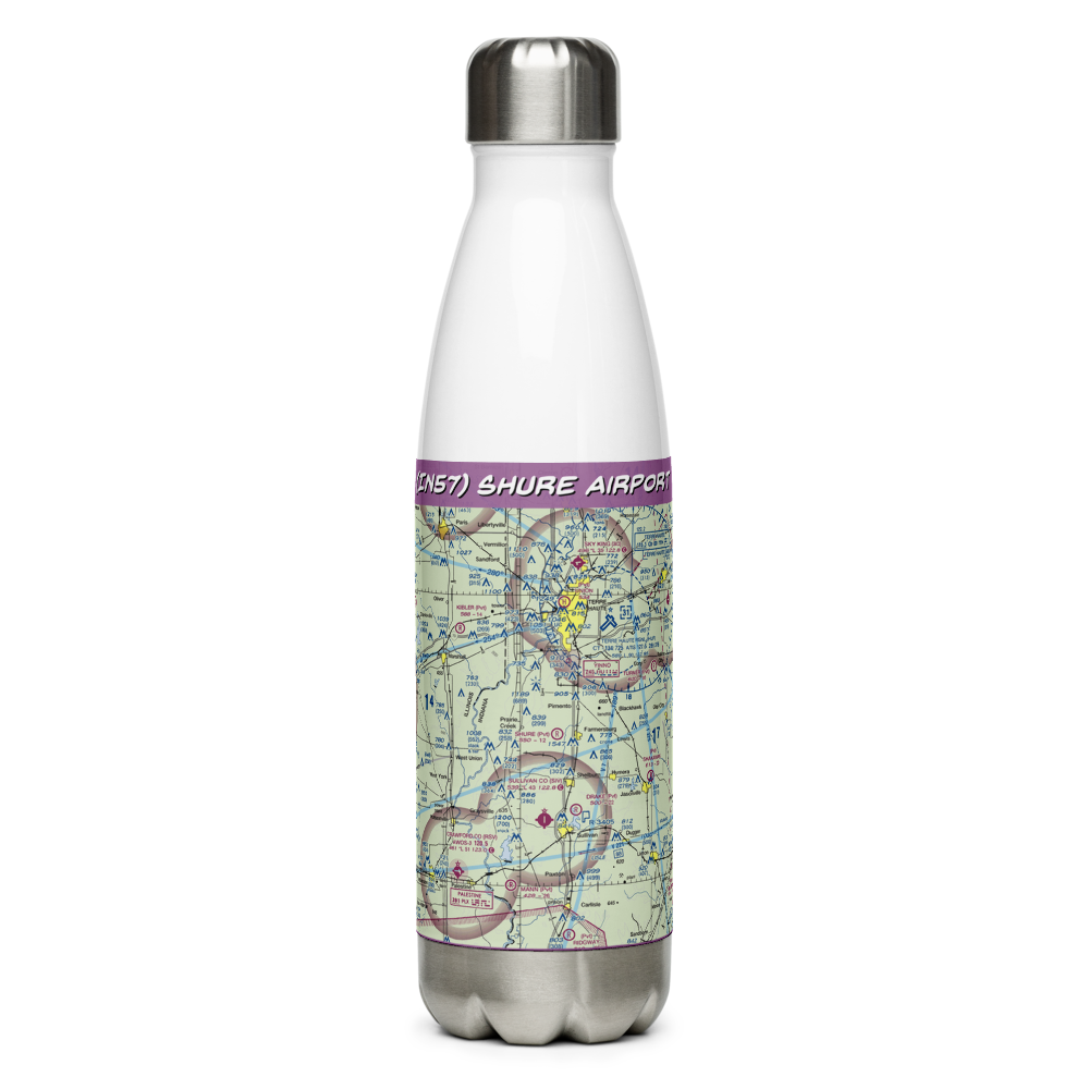 Shure Airport (IN57) VFR Sectional Water Bottle 