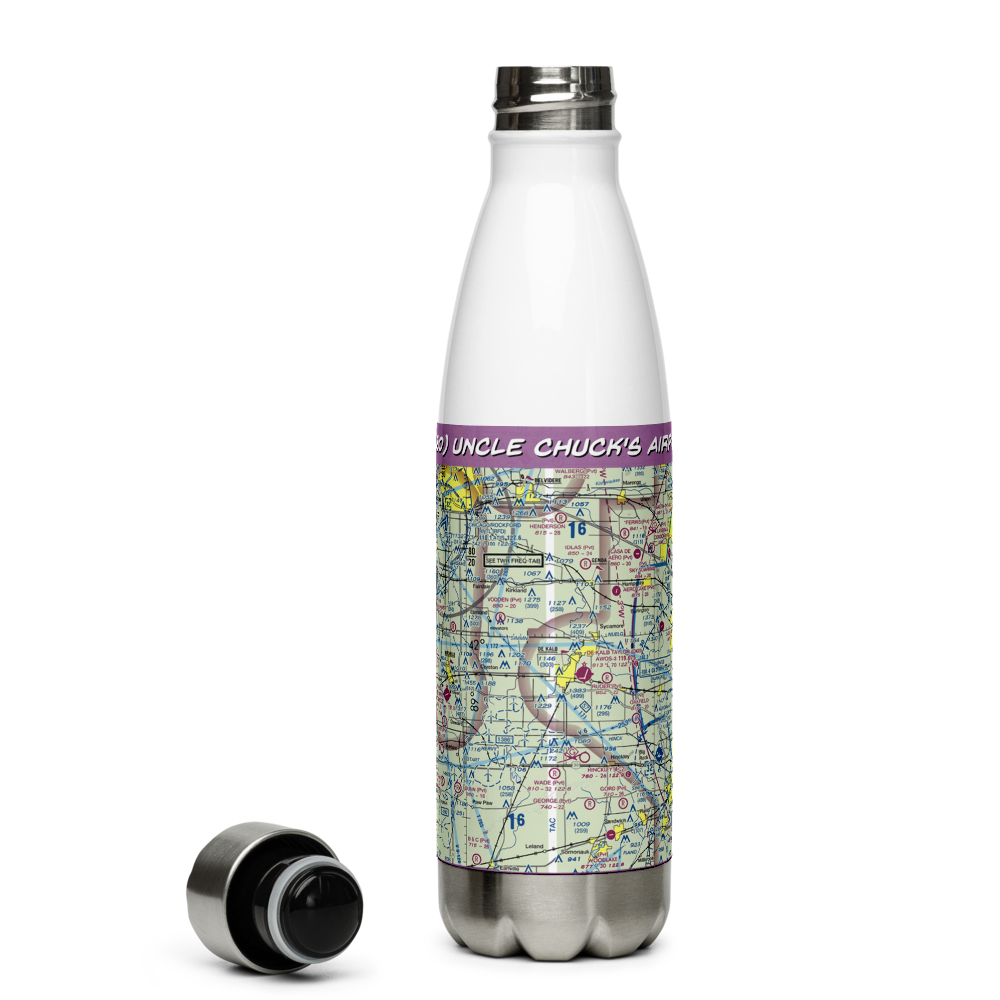 Uncle Chuck's Airport (IS80) VFR Sectional Water Bottle 