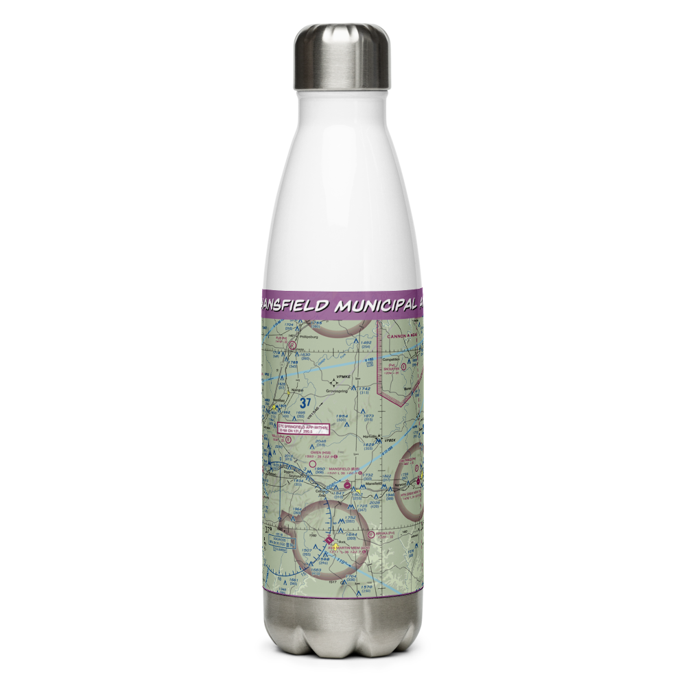 Mansfield Municipal Airport (03B) VFR Sectional Water Bottle 