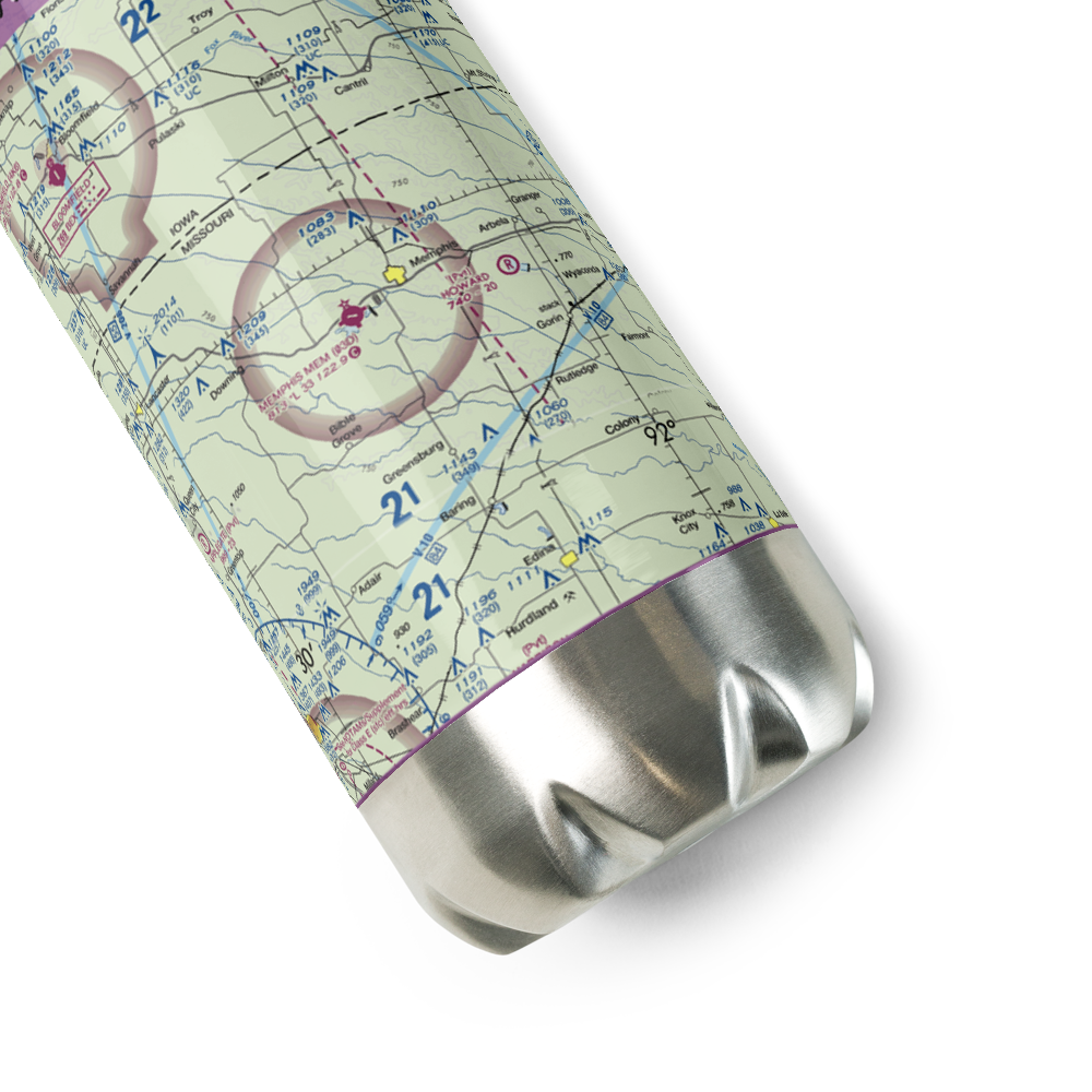 Memphis Memorial Airport (03D) VFR Sectional Water Bottle 
