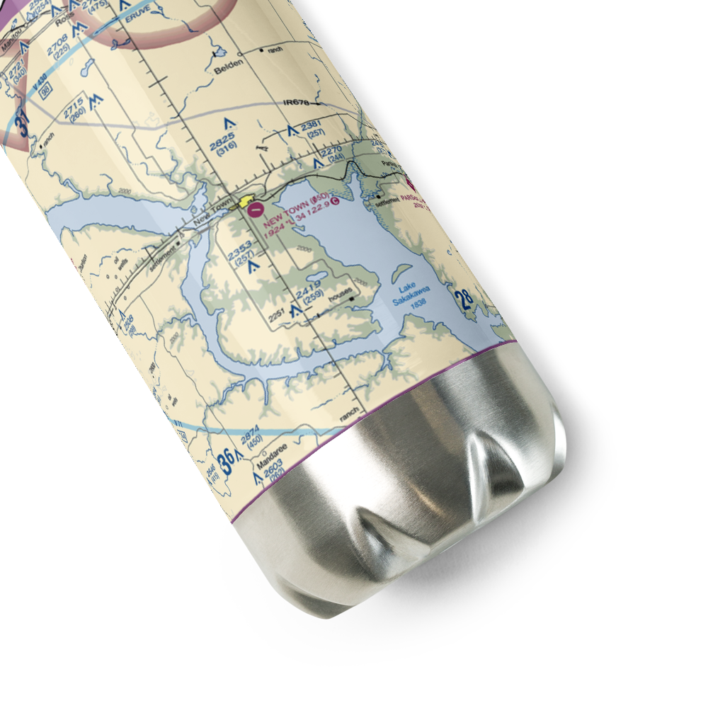 New Town Municipal Airport (05D) VFR Sectional Water Bottle 