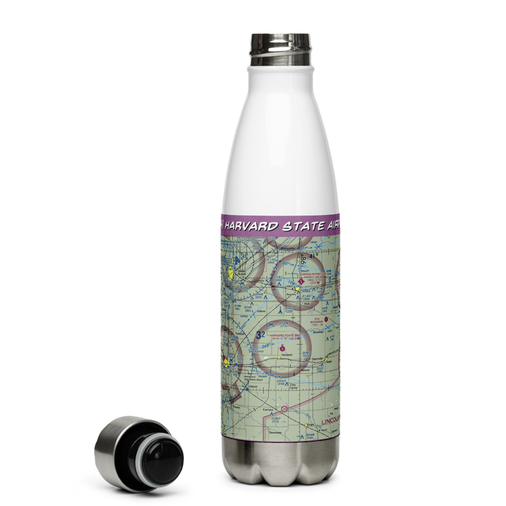 Harvard State Airport (08K) VFR Sectional Water Bottle 