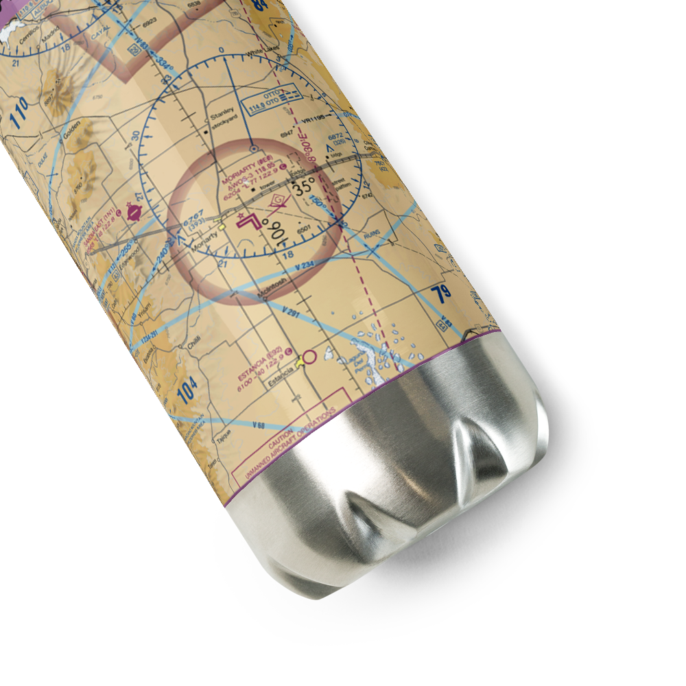 Moriarty Municipal Airport (0E0) VFR Sectional Water Bottle 