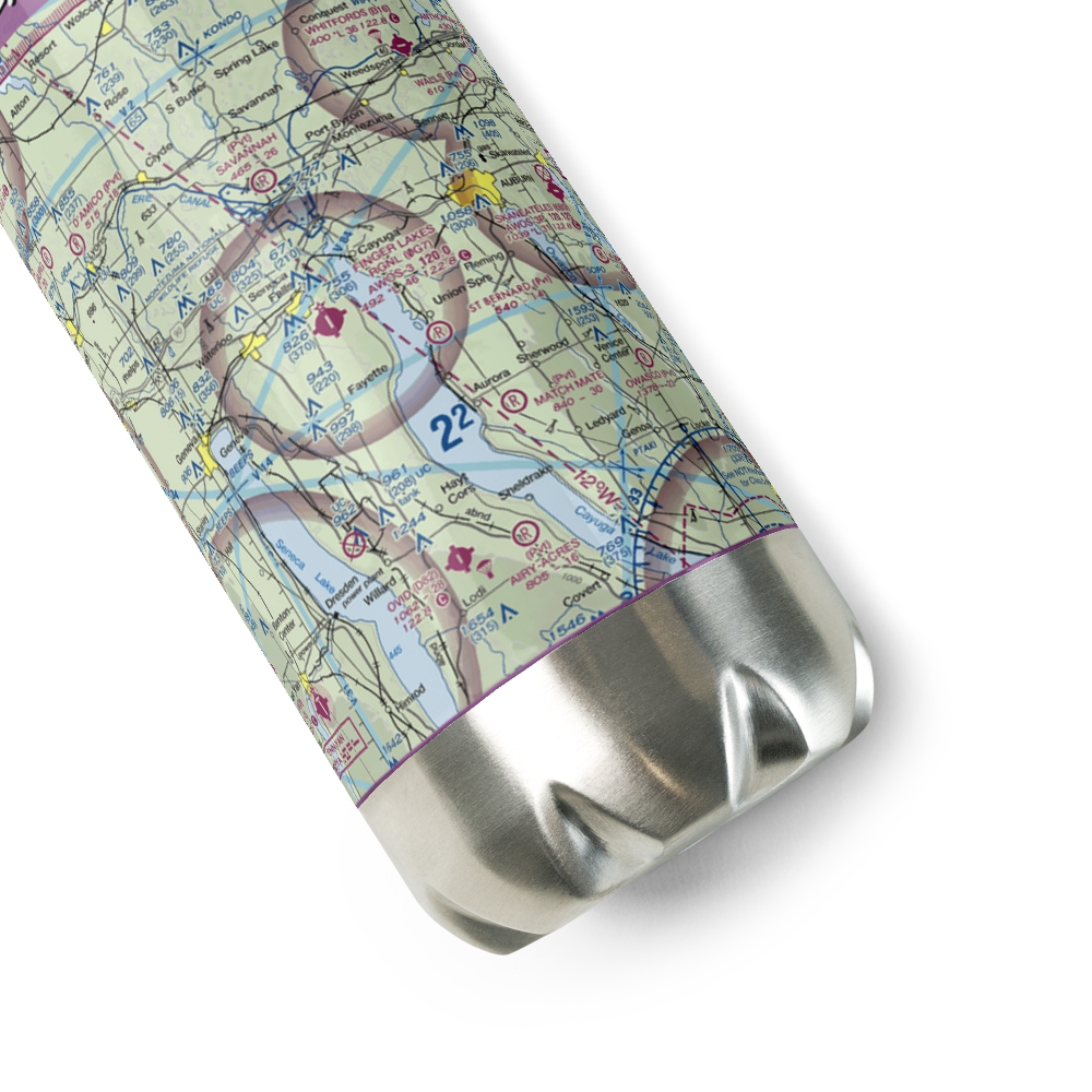 Finger Lakes Regional Airport (0G7) VFR Sectional Water Bottle 