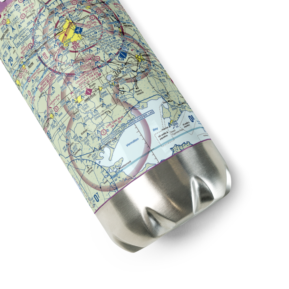 Abbeville Chris Crusta Memorial Airport (IYA) VFR Sectional Water Bottle 