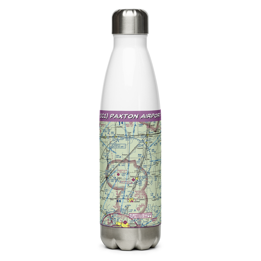 Paxton Airport (1C1) VFR Sectional Water Bottle 