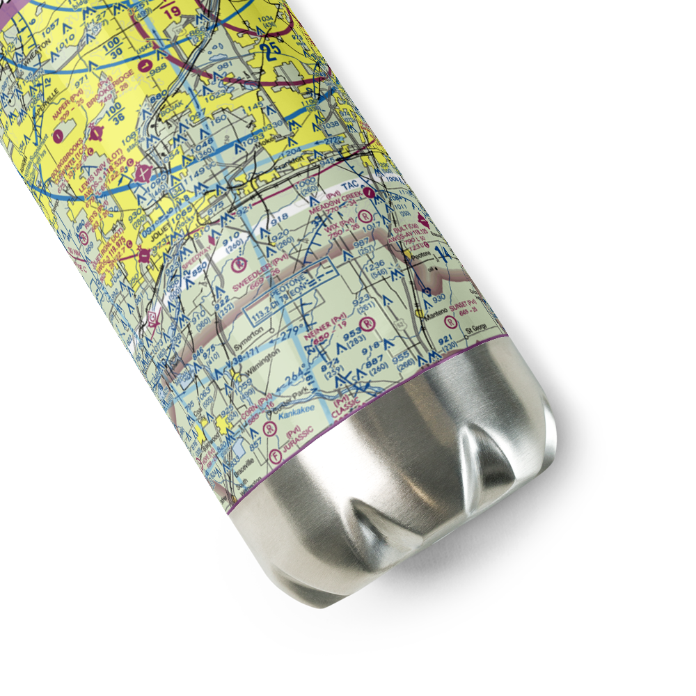 Howell New Lenox Airport (1C2) VFR Sectional Water Bottle 