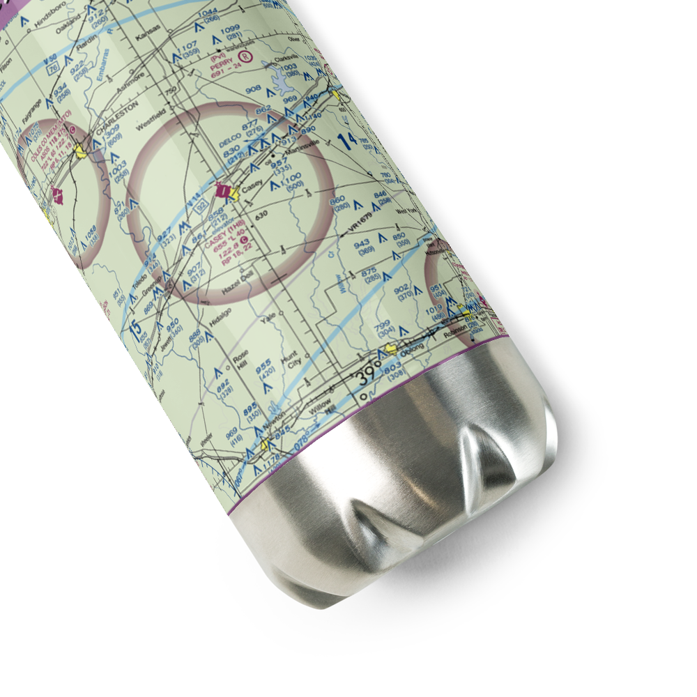 Casey Municipal Airport (1H8) VFR Sectional Water Bottle 