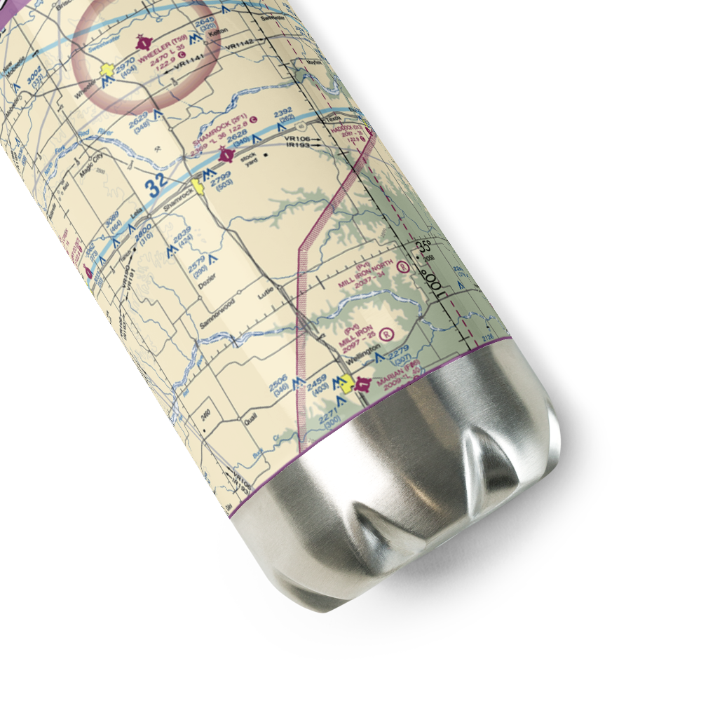 Shamrock Municipal Airport (2F1) VFR Sectional Water Bottle 
