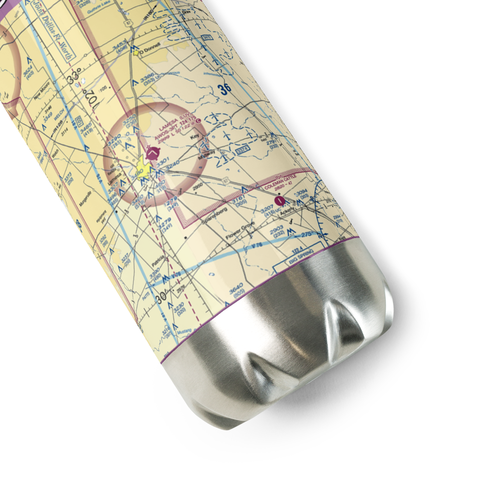 Lamesa Municipal Airport (LUV) VFR Sectional Water Bottle 