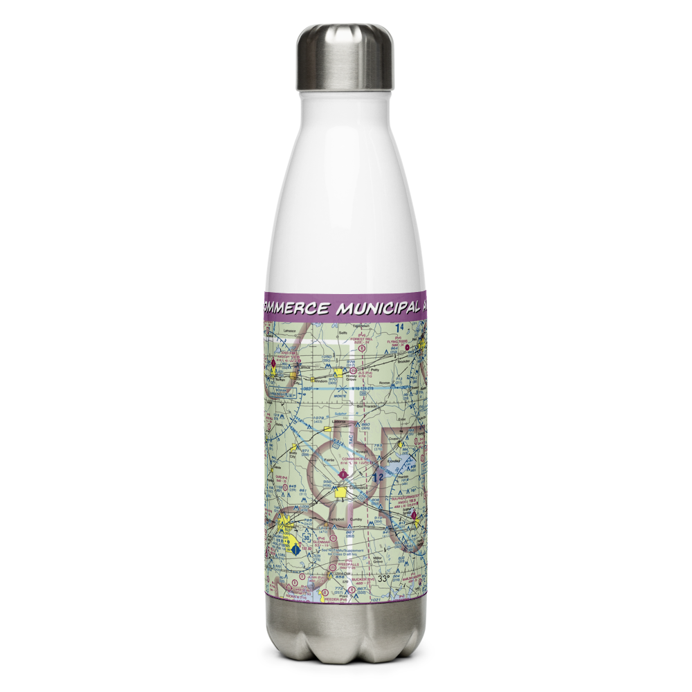 Commerce Municipal Airport (2F7) VFR Sectional Water Bottle 