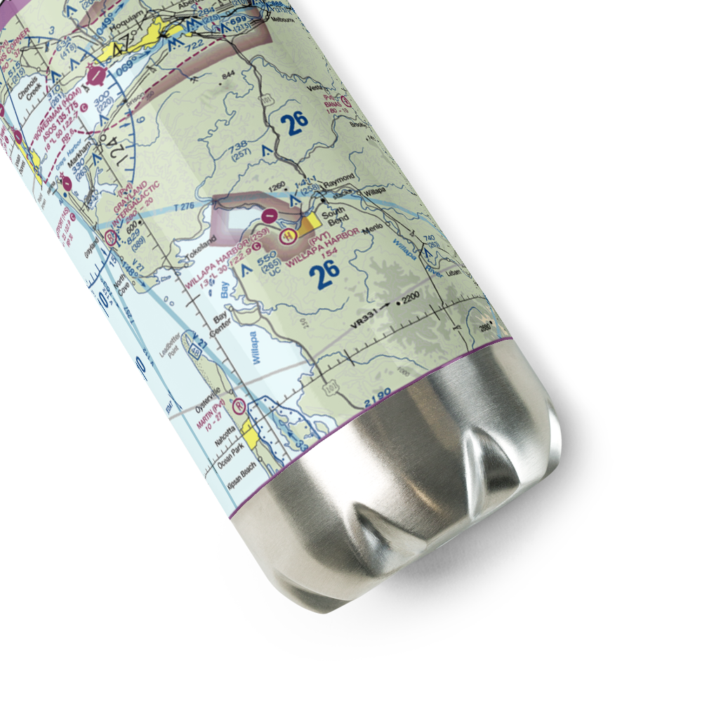 Willapa Harbor Airport (2S9) VFR Sectional Water Bottle 
