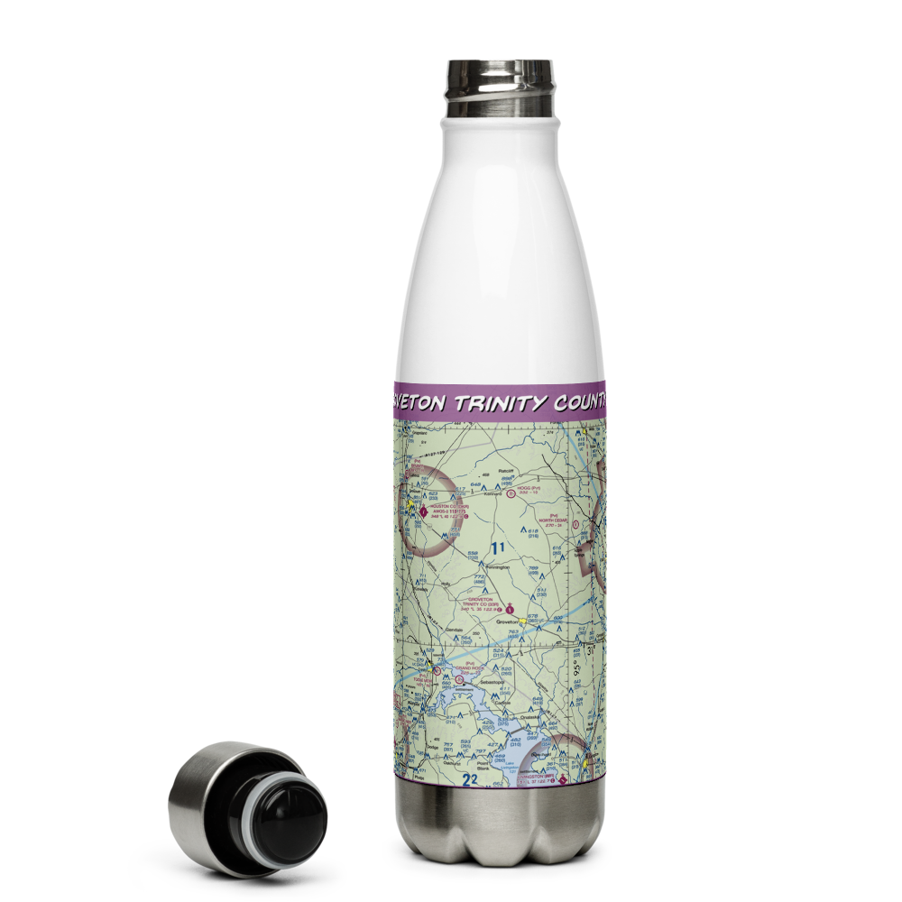 Groveton Trinity County Airport (33R) VFR Sectional Water Bottle 