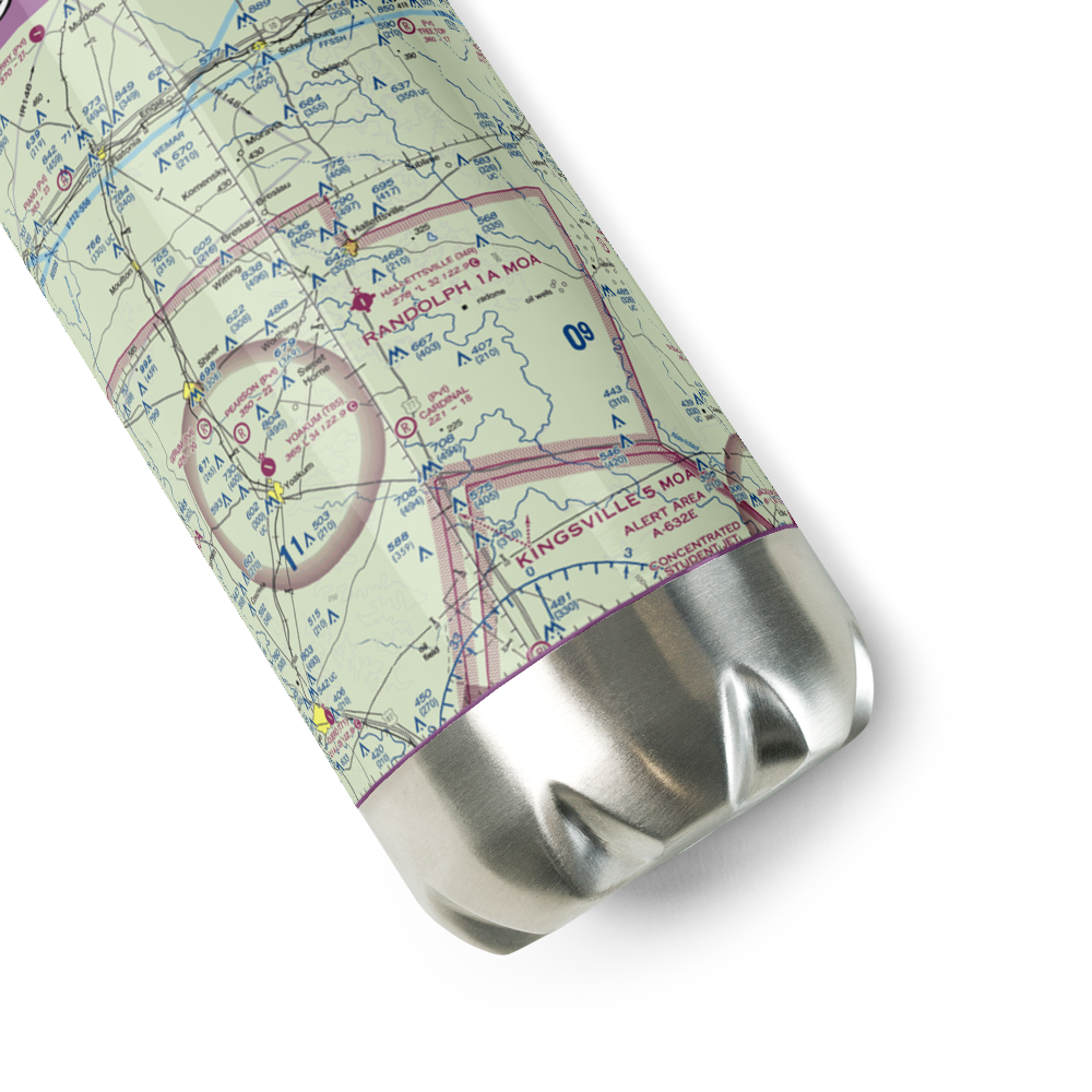 Hallettsville Municipal Airport (34R) VFR Sectional Water Bottle 