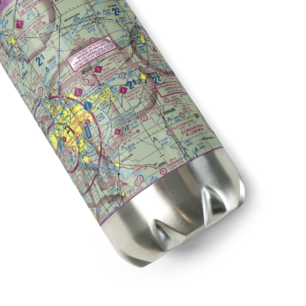 Augusta Municipal Airport (3AU) VFR Sectional Water Bottle 