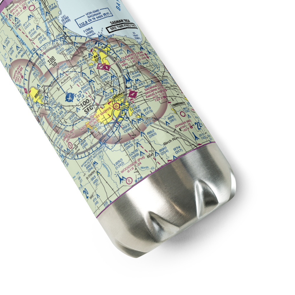 James Clements Municipal Airport (3CM) VFR Sectional Water Bottle 