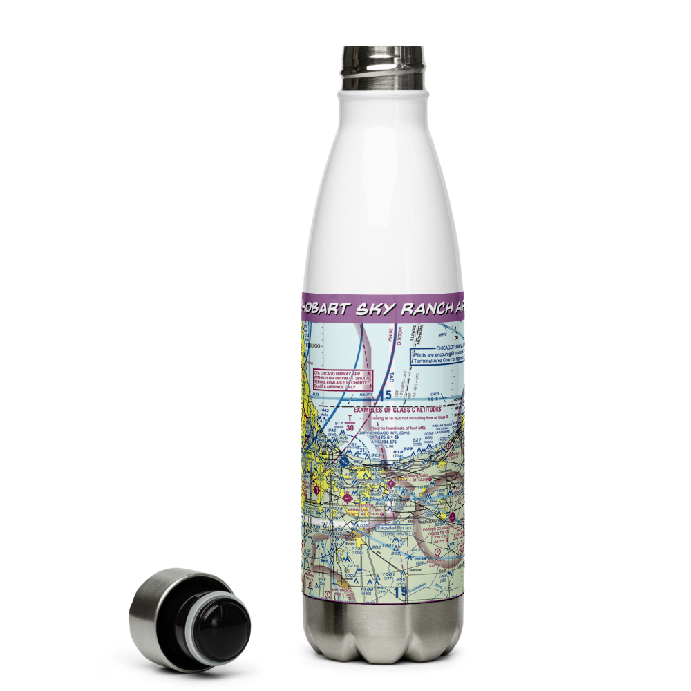 Hobart Sky Ranch Airport (3HO) VFR Sectional Water Bottle 