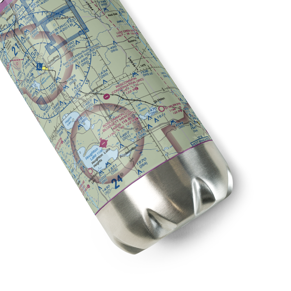 Roscommon Conservation Airport (3RC) VFR Sectional Water Bottle 