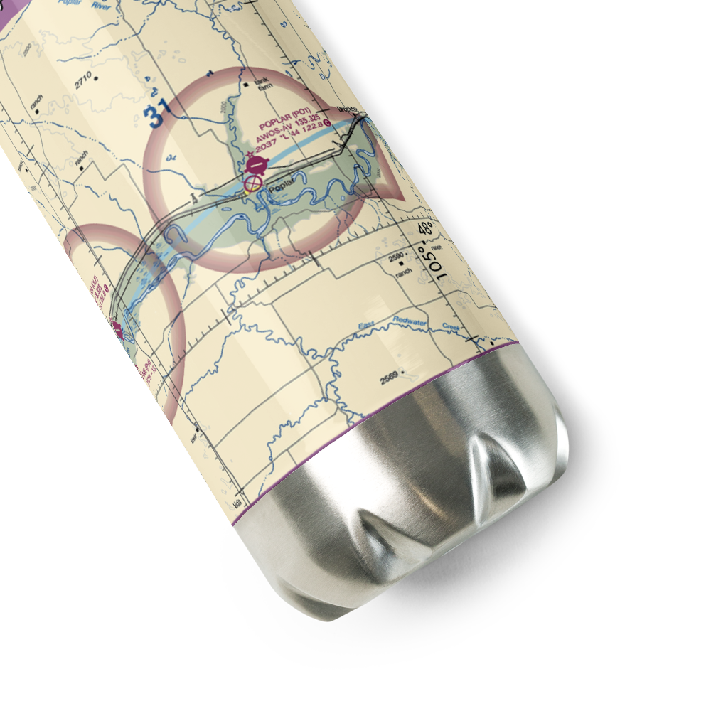 Poplar Airport (42S) VFR Sectional Water Bottle 