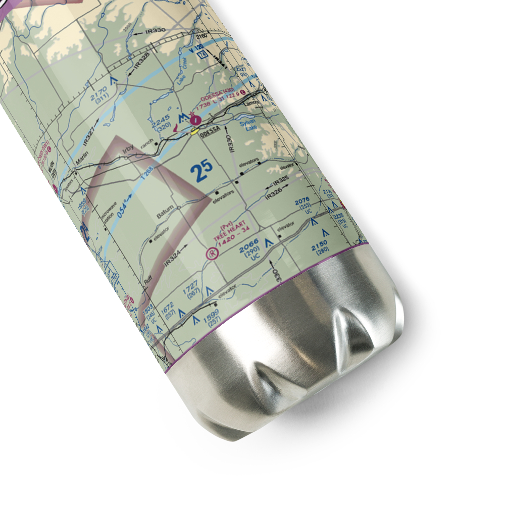 Odessa Municipal Airport (43D) VFR Sectional Water Bottle 