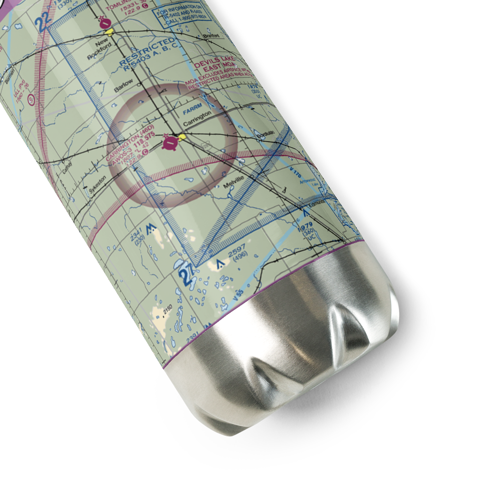 Carrington Municipal Airport (46D) VFR Sectional Water Bottle 
