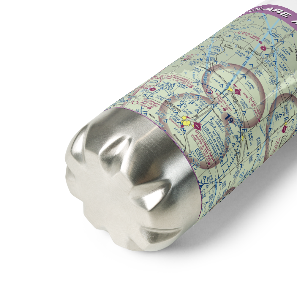 Clare Municipal Airport (48D) VFR Sectional Water Bottle 
