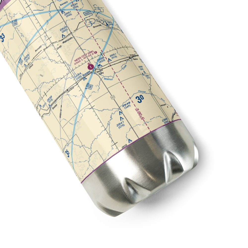 Ness City Municipal Airport (48K) VFR Sectional Water Bottle 